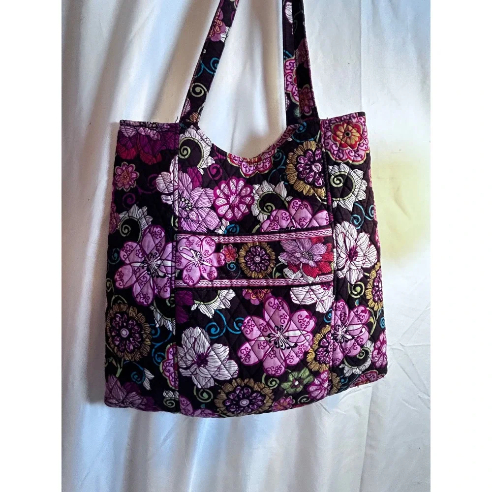 Vera Bradley Quilted Tote Bag Floral Pink Purple Cotton Women